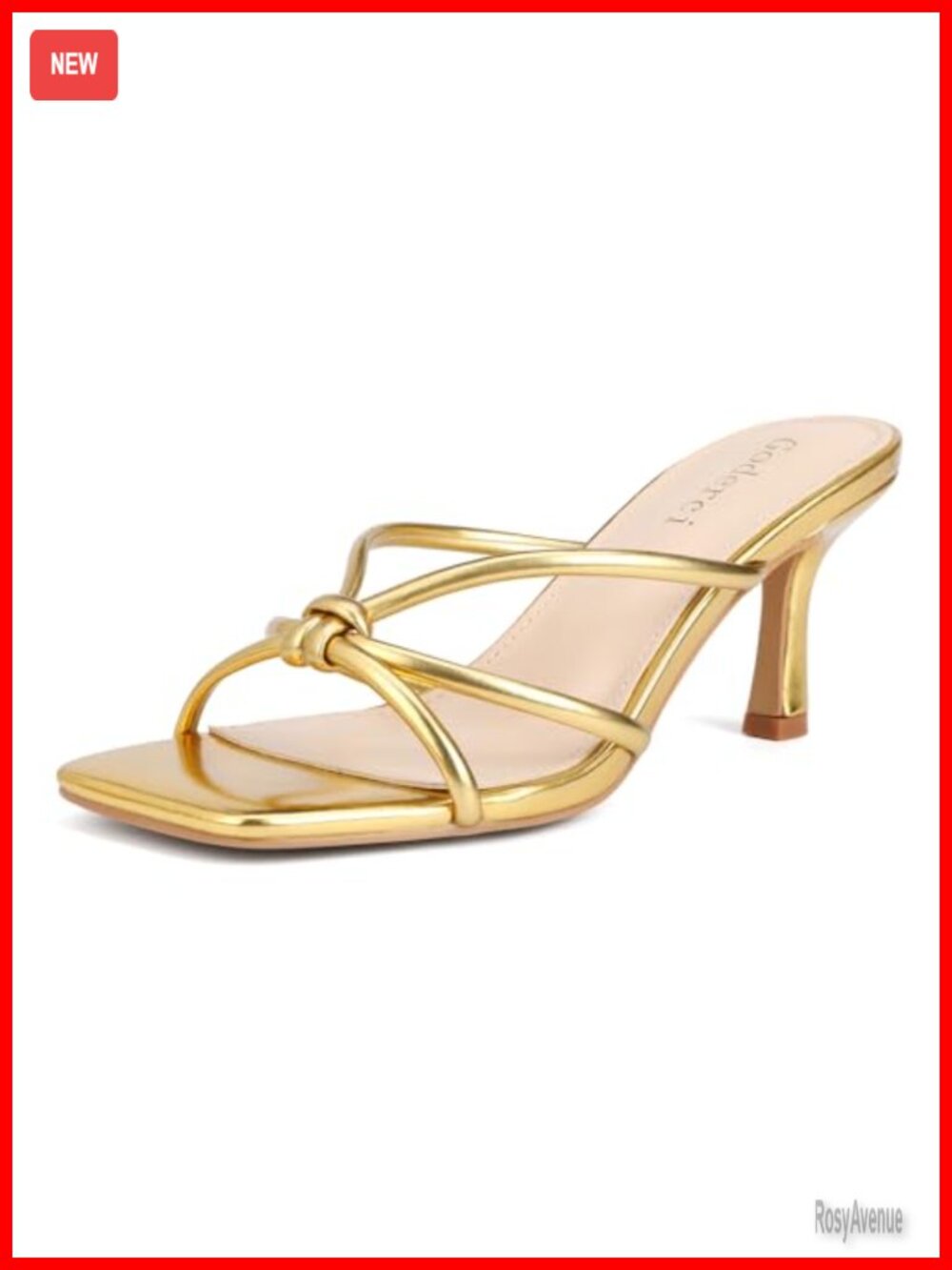 Kitten Strappy Heels Square Open Toe Slip On Women Formal Casual